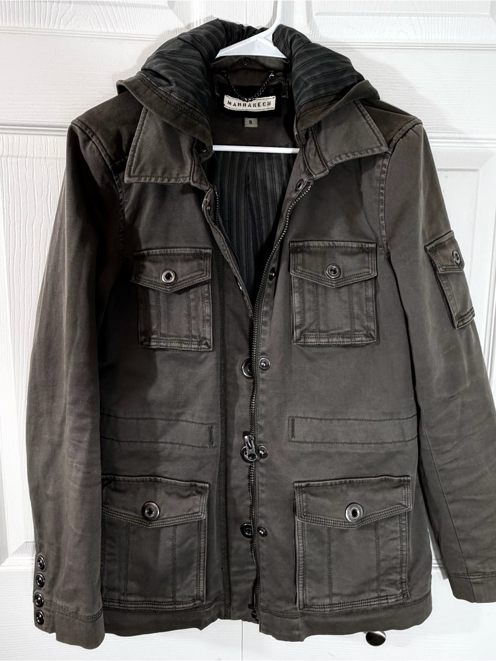 Marrakech Military Utility Field Jacket Cotton Brown Womens Small unique buttons